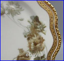 6 Haviland Feu de Four Dinner Plates Gold Encrusted Poppies H3917