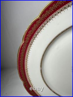 6 Haviland Limoges Gold & White Red Service Dinner Plates Raised Paste Gold