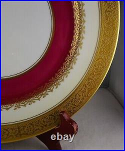 6 Heinrich Bavaria Gold Encrusted Maroon Band Vintage Porcelain Cabinet Plates