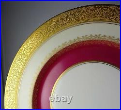 6 Heinrich Bavaria Gold Encrusted Maroon Band Vintage Porcelain Cabinet Plates