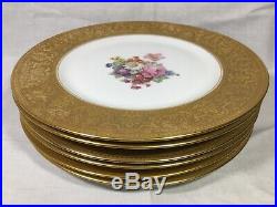 (6) Heinrich & Co (H&C) Selb Bavaria 10.875 Gold Encrusted Floral Dinner Plates