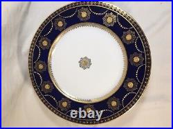 (6) Hutschenreuther Bavaria Cobalt, Gold Encrusted & Beaded 11 In. CABINET PLATE