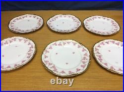 6 JP Limoges Pink Rose with Heavy Gold Edge Floral 9 3/4 Dinner Plates