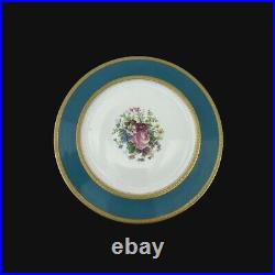 6 Limoges Charles Ahrenfeldt Gilt Porcelain Dinner Plates Blue Floral Mireille