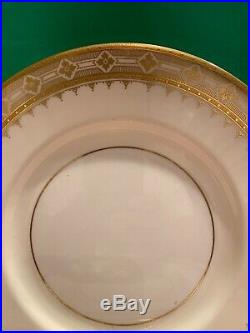 6 MINTON CHINA FOR TIFFANY H4134 GOLD EMBOSSED 10.75 Dinner Plates