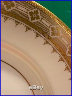 6 MINTON CHINA FOR TIFFANY H4134 GOLD EMBOSSED 10.75 Dinner Plates