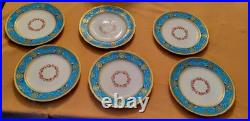 6 Minton Ca 1880 Turquoise Gold 9.1 Aesthetic Movement Dinner Plates Set As Is 6 Minton Ca 1880 Turquoise Gold 9.1 Aesthetic Movement Dinner Plates Set As Is