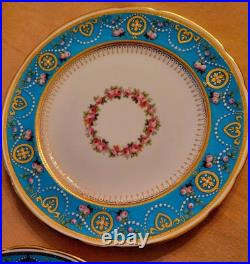 6 Minton Ca 1880 Turquoise Gold 9.1 Aesthetic Movement Dinner Plates Set As Is 6 Minton Ca 1880 Turquoise Gold 9.1 Aesthetic Movement Dinner Plates Set As Is