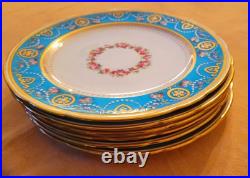 6 Minton Ca 1880 Turquoise Gold 9.1 Aesthetic Movement Dinner Plates Set As Is 6 Minton Ca 1880 Turquoise Gold 9.1 Aesthetic Movement Dinner Plates Set As Is