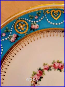 6 Minton Ca 1880 Turquoise Gold 9.1 Aesthetic Movement Dinner Plates Set As Is 6 Minton Ca 1880 Turquoise Gold 9.1 Aesthetic Movement Dinner Plates Set As Is