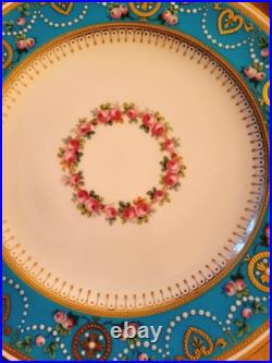 6 Minton Ca 1880 Turquoise Gold 9.1 Aesthetic Movement Dinner Plates Set As Is 6 Minton Ca 1880 Turquoise Gold 9.1 Aesthetic Movement Dinner Plates Set As Is