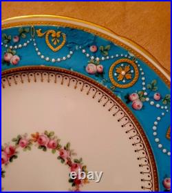 6 Minton Ca 1880 Turquoise Gold 9.1 Aesthetic Movement Dinner Plates Set As Is 6 Minton Ca 1880 Turquoise Gold 9.1 Aesthetic Movement Dinner Plates Set As Is
