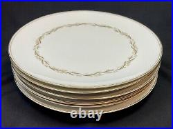(6) Noritake China LAUREL #5903 Pristine 10.25 Gold Trim Dinner Plates JAPAN