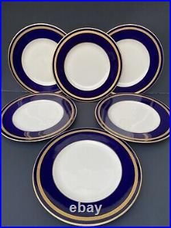 6 Old Ivory Syracuse Dinner Plates 10-1/4 Cobalt Blue Gold Encrusted WAYNE