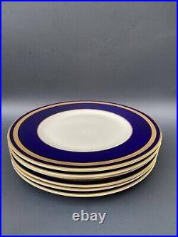 6 Old Ivory Syracuse Dinner Plates 10-1/4 Cobalt Blue Gold Encrusted WAYNE