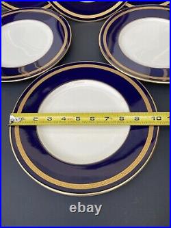 6 Old Ivory Syracuse Dinner Plates 10-1/4 Cobalt Blue Gold Encrusted WAYNE