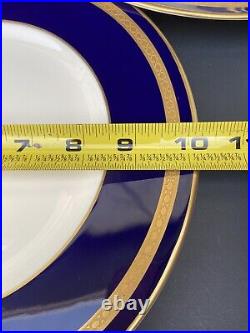 6 Old Ivory Syracuse Dinner Plates 10-1/4 Cobalt Blue Gold Encrusted WAYNE