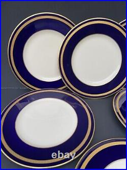 6 Old Ivory Syracuse Dinner Plates 10-1/4 Cobalt Blue Gold Encrusted WAYNE