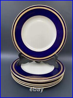 6 Old Ivory Syracuse Dinner Plates 10-1/4 Cobalt Blue Gold Encrusted WAYNE