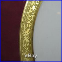 6 Raynaud Limoges 9 3/4 Dinner Plates Red Edge Gold Encrusted Band Paris