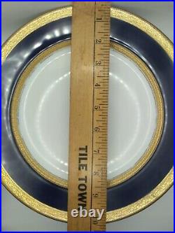 6 Rosenthal Cobalt Blue/White and ENCRUSTED GOLD Dinner Plates Set Of 6 VINTAGE