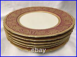 (6) Rosenthal Ivory Red Filigree & Gold Encrusted 10.625 DINNER PLATES
