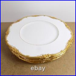 6 Royal Cauldon Eden 10.75 Dinner Plates England White Gold Bone China