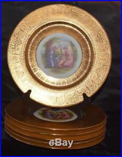6 Royal China 22K Gold 11D Plates by Angelica Kaufmann -Cherub & Maidens -Exc