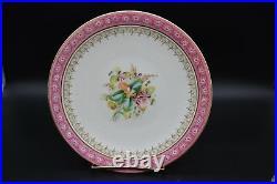 (6) Royal Worcester English 1850's Hand Painted Flowers Pink & Gold 9 Plates