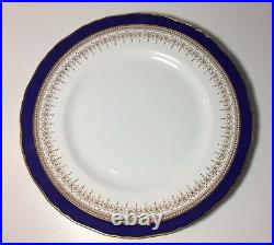 6 Royal Worcester Regency Blue Dinner Plates 10 7/8 Cobalt Blue Gold Rim