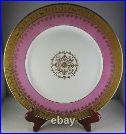 6 Vintage Bavaria Gold Encrusted Plates Pink Verge Center Medallion Fairy Edge
