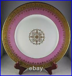 6 Vintage Bavaria Gold Encrusted Plates Pink Verge Center Medallion Fairy Edge