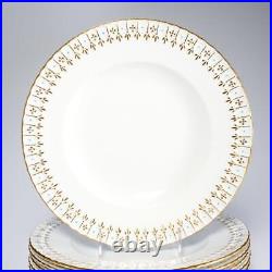 6 Vtg Royal Crown Derby Lancelot White Blue Gold Dinner Plates 10.5dia A
