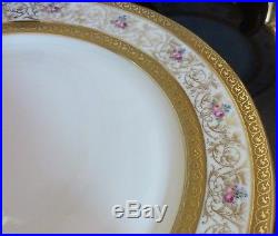 6 William Guerin Limoges France 11 Dinner/Cabinet Plates Roses & Gold Encrusted