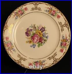 6 vintage Bavaria 18 dinner plates. Floral with gold inlays and gold rim ring