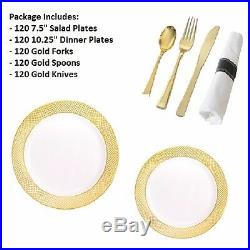 600 PC Party Set 120 Settings Salad+Dinner Plates+ Cutlery Diamond Design