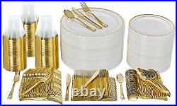 600 Piece Gold Dinnerware Party Set 100 Guest 100 Dinner Plastic Plates 100 S