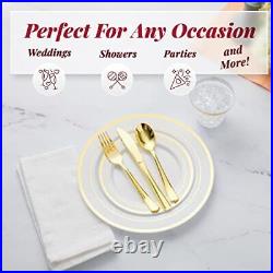 600 Piece Gold Dinnerware Party Set 100 Guest 100 Dinner Plastic Plates 100 S