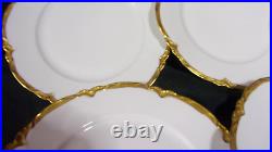 6fraureuth Germany- Artist Signed White Scalloped Gold Trim Dinner Plates 9.5