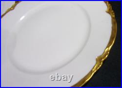 6fraureuth Germany- Artist Signed White Scalloped Gold Trim Dinner Plates 9.5