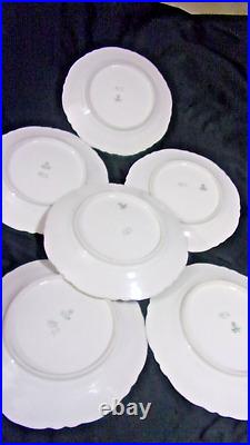 6fraureuth Germany- Artist Signed White Scalloped Gold Trim Dinner Plates 9.5