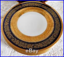 7 Fabulous Vintage T&V Limoges Cobalt Blue Heavy Gold Dinner Plates