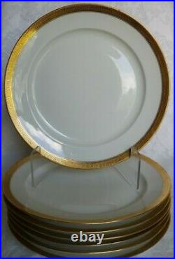 (7) GDA CH Field HAVILAND LIMOGES DINNER PLATES HEAVY GOLD ENCRUSTED FRANCE