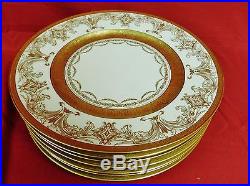 7 Gold Encrusted Czechoslovakia Dinner Plates Mint