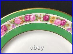 7 H&C Selb Bavaria Heinrich Co. Large 11 Dinner Plates Green Floral Gold Edges