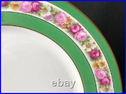 7 H&C Selb Bavaria Heinrich Co. Large 11 Dinner Plates Green Floral Gold Edges