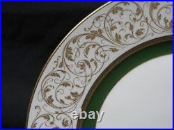 7 HEINRICH Gold Encrusted Scrolled Porcelain 10.5 Dinner Service Plates Mint