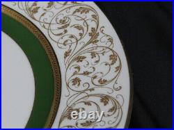 7 HEINRICH Gold Encrusted Scrolled Porcelain 10.5 Dinner Service Plates Mint