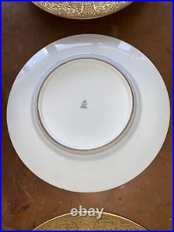 7 Heinrich Selb Dinner Plates Encrusted 22K Gold Monogrammed HMB