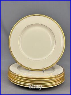 7 Lenox Tuxedo Gold 10 1/2 Dinner Plates Mint